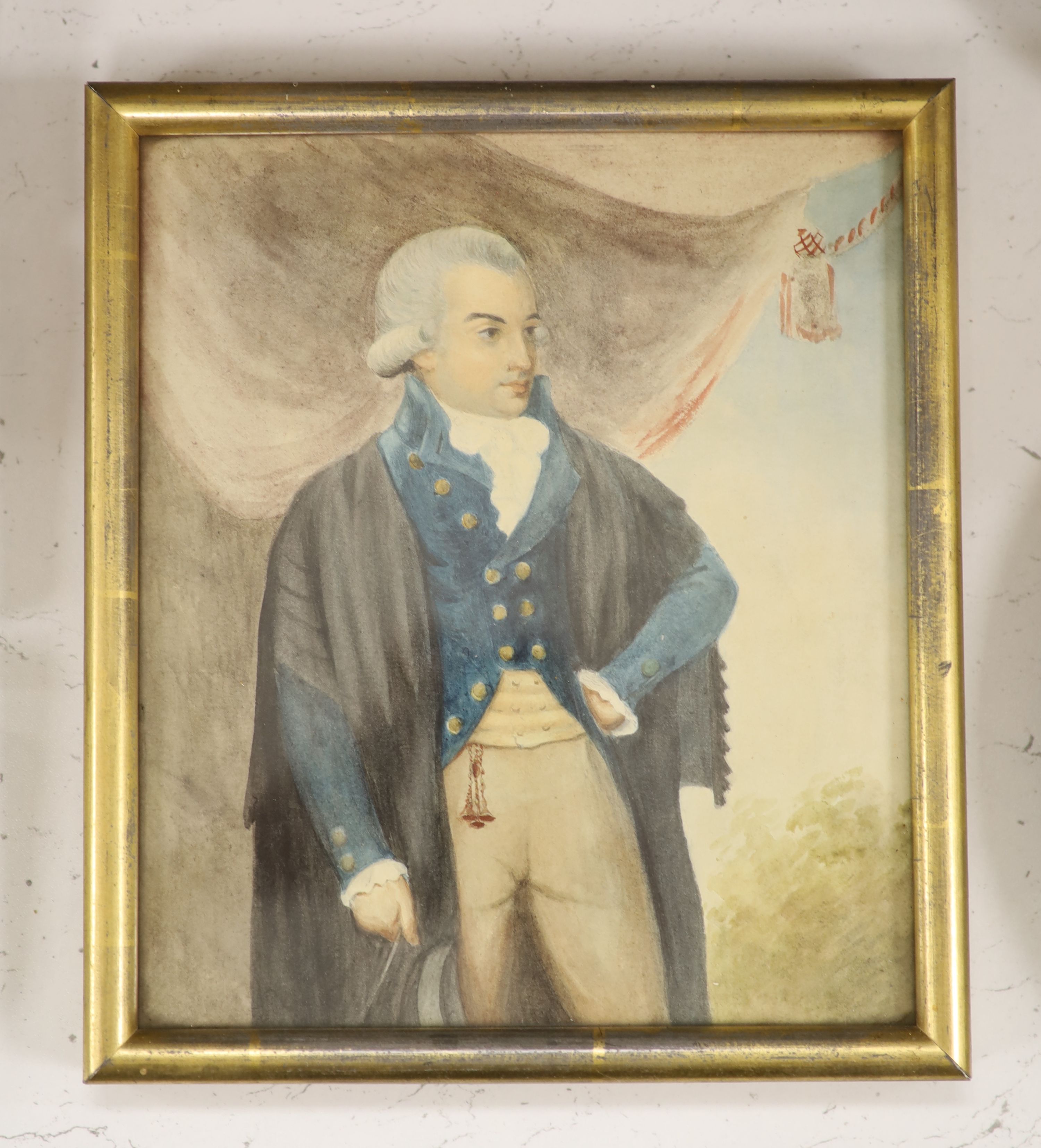 19th century English School, watercolour, Portrait of John Henry Burges of Oxford, 22 x 19cm